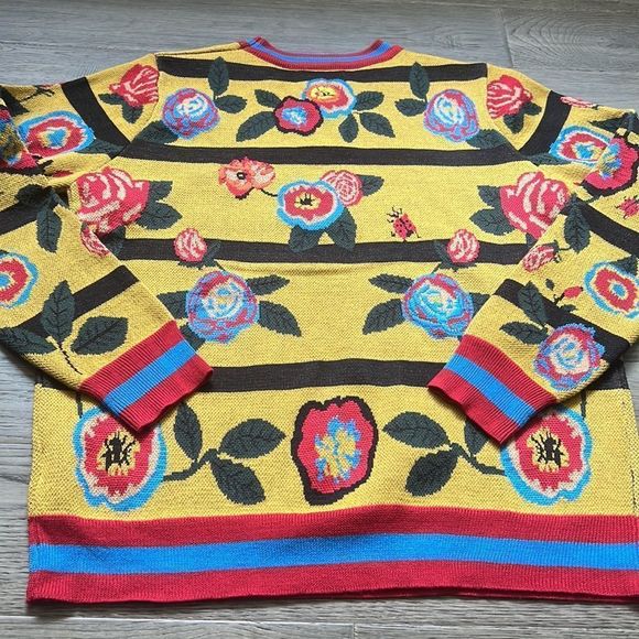 Vintage colourful floral knit crew neck sweater - Picture 8 of 8